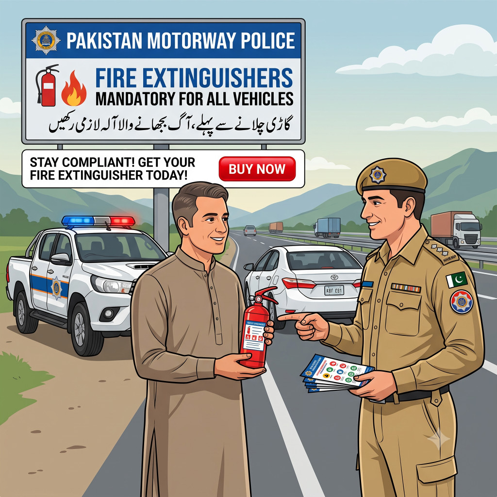 Pakistan Motorway Police: fire extinguishers mandatory for all vehicles